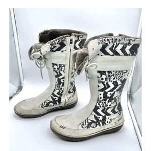 Teva Winter Boots Womens 7 White N Black 4058 Kiru Nubuck Leather Fleece Lined